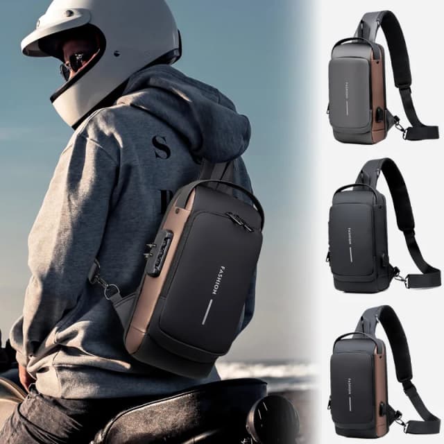 Saco de peito masculino bloqueio de senha anti-roubo saco de motociclista lazer ao ar livre correndo viagem cintura saco ombro crossbody mochilas esportivas