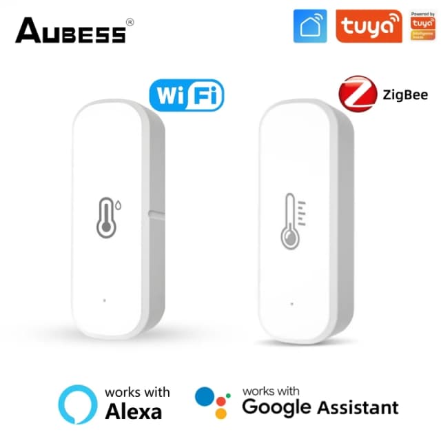Tuya inteligente zigbee/wifi sensor de temperatura e umidade casa inteligente controle remoto sem fio trabalho com alexa google smartlife