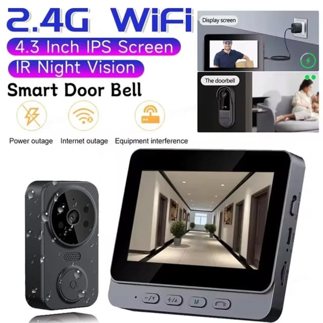 Campainha sem fio com câmera pacote de vídeo campainha visão noturna inteligente intercom campainha proteção segurança