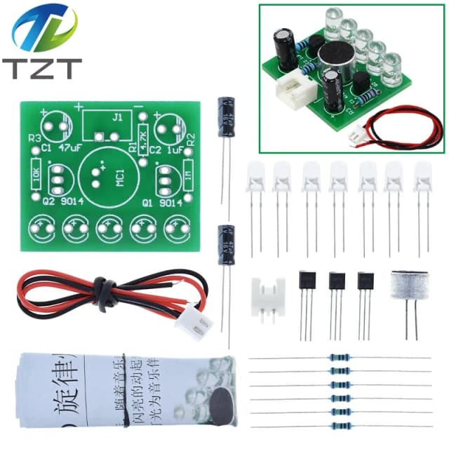 Tzt 3v-5.5v lâmpada de controle ativado por voz led módulo de luz melodia diy kit eletrônico engraçado produção suíte placa de aprendizagem