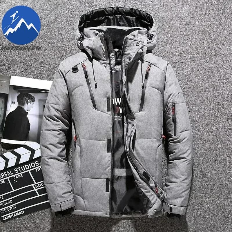 -20 graus de inverno dos homens pato branco para baixo jaqueta grosso quente casaco de neve masculino capuz blusão para baixo parkas outerwear roupas esportivas puffer