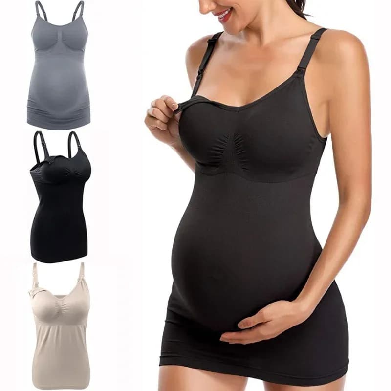 Colete de amamentação alta elástica botão superior fivela sutiã de enfermagem materna colete roupa interior de enfermagem premama vestidos de maternidade