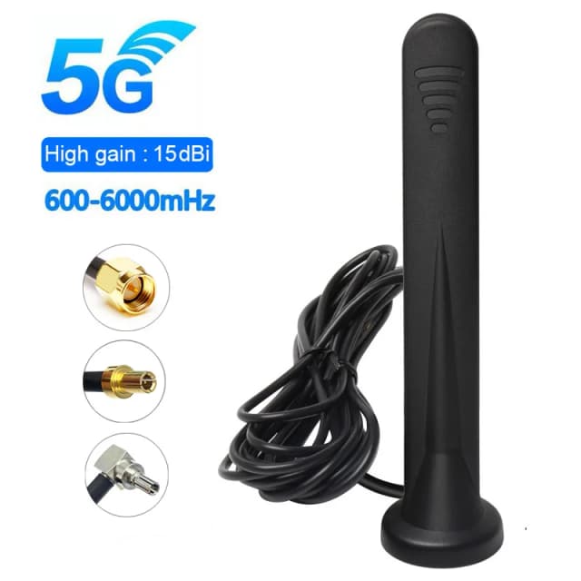 Antena omni externa gsm 3g 4g 5g, alto ganho 15dbi rp sma macho ts9 crc9, antena magnética à prova d'água para roteador wi-fi, modem