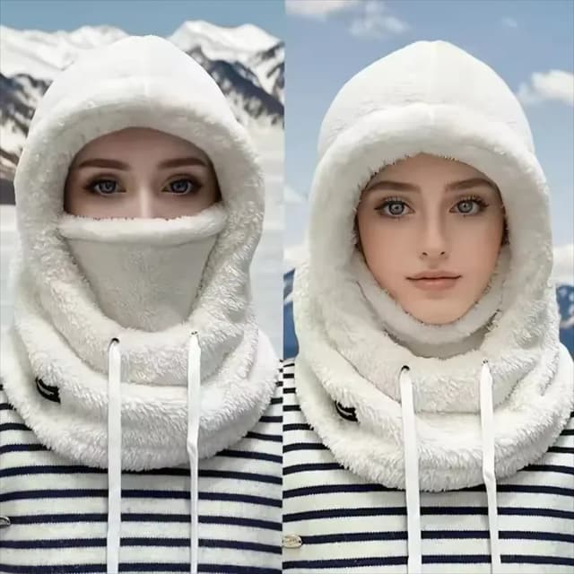 Balaclava Térmica de Inverno à Prova de Vento, Capuz para Esqui, Protetor Facial para Motocicleta, Cobertura de Pescoço Ajustável em Fleece Polar, Máscara Facial Completa para Ciclismo