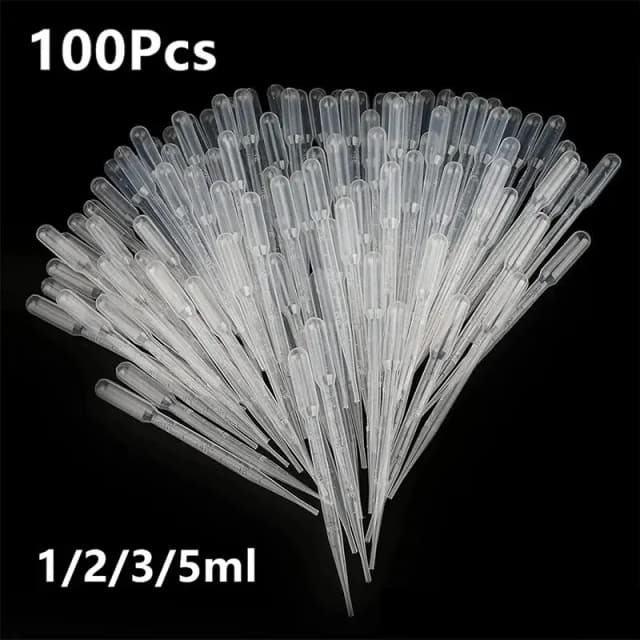 100 pçs/lote pipeta de laboratório 1ml 2ml 3ml 5ml recipiente graduado descartável de plástico equipamento conta-gotas líquido palha ferramentas de maquiagem