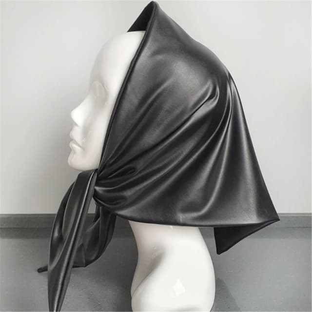 Feminino quente longo xale inverno envolve lenços grandes lenço de couro falso bandana lenço de cabeça