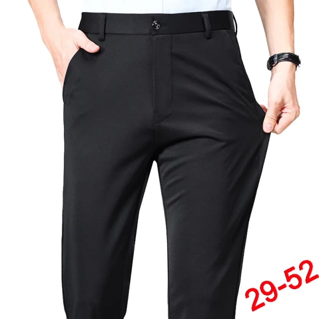 Calças plus size masculinas terno de negócios calças estiramento formal vestido calças grande homem clássico preto