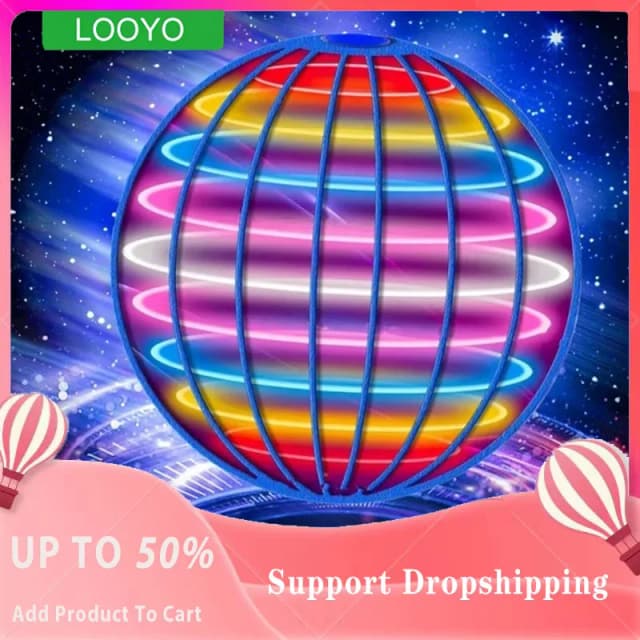 Bola voadora boomerang flyorb banda mágica led luz drone hover bola voando novo planeta voando girando ponta do dedo brinquedo crianças presente