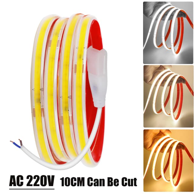 Tira cob ac 220v 240leds/m ip65 à prova dip65 água driver construído em 10cm pode ser cortado decoração de casa fita flexível corda luz led