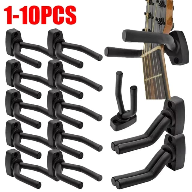 1 a 10 guitarra montada na parede, ganchos pretos em todos os tamanhos, baixo, bandolim, banjo, instrumento de quatro cordas, acessórios de guitarra