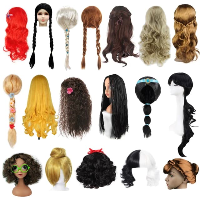 Menina princesa elsa anna peruca criança festa de halloween carnaval disfarçado belle quarta-feira sereia rapunzel aurora neve branca ariel cabelo