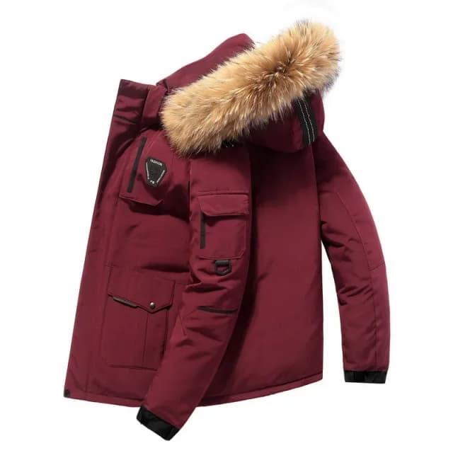 Homens com capuz para baixo casacos gola de pele puffer jaquetas inverno casual pato para baixo casacos qualidade masculino ao ar livre à prova vento inverno quente parkas