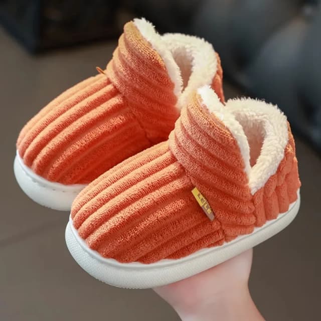 Inverno pai-filho de pelúcia quente fundo grosso casa das crianças saco antiderrapante com chinelos de algodão