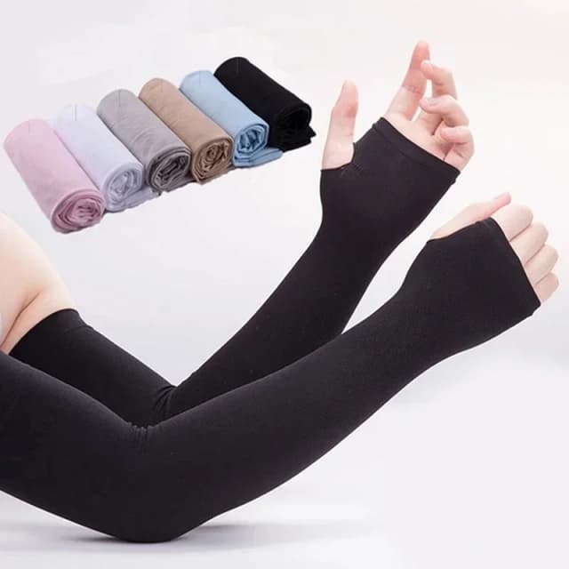 Manga de seda gelo protetor solar manguito braço mangas uv sol queimaduras proteger anti-deslizamento verão upf50 masculino feminino luvas ao ar livre braço capa