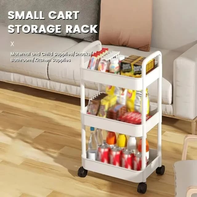 Carrinho doméstico quente multi-camada pequeno carrinho de armazenamento rack de armazenamento de artigos de bebê portabilidade simplicidade carrinho de armazenamento com rodas