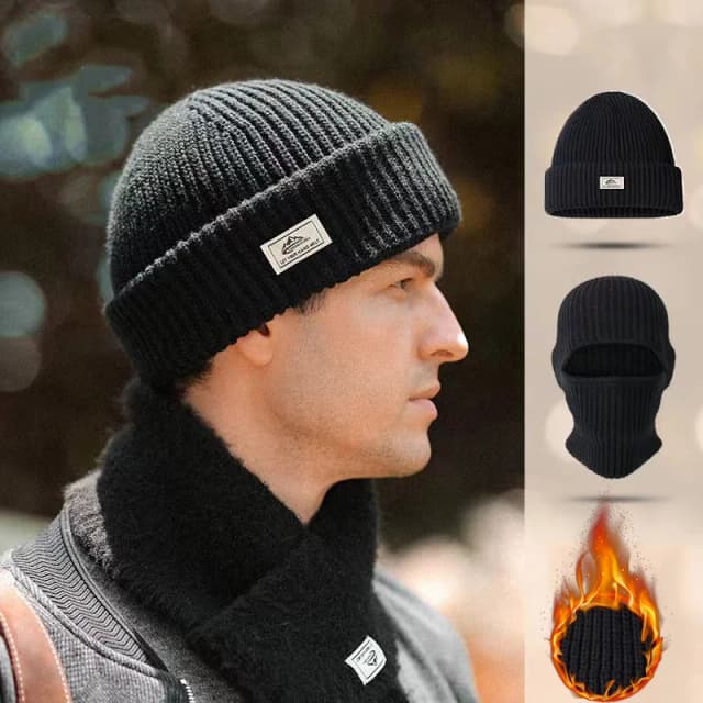 Chapéu de malha de inverno algodão engrossado chapéu frio ao ar livre ciclismo quente boné máscara 2 em 1 proteção facial completa boné earmuffs chapéu