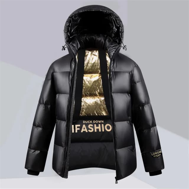 Novo inverno dos homens preto brilhante para baixo casacos com capuz casual para baixo jaquetas qualidade masculino pato branco para baixo ao ar livre à prova de vento jaquetas quentes 3xl