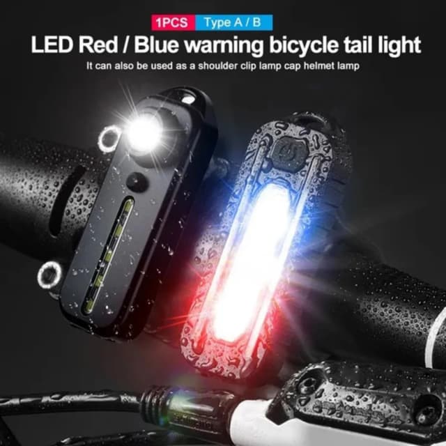 Led vermelho azul ombro luz da polícia com clipe de carregamento usb piscando aviso lanterna segurança tocha bicicleta avisar lanterna luz