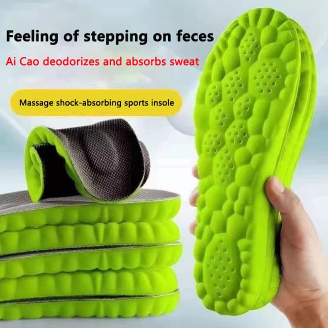 Palmilha esportiva 4d super macia, almofadas de sola para pés, cestas de absorção de choque, sola de sapato, suporte de arco, inserções ortopédicas