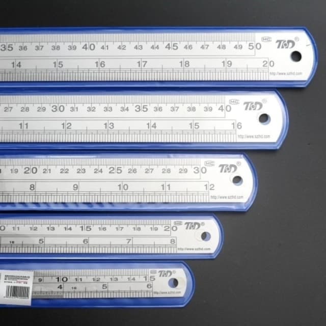 2 pces engrossar 15cm-40cm régua de aço inoxidável 39 Polegada escala britânica ferramenta de medição durável para a escola escritório doméstico