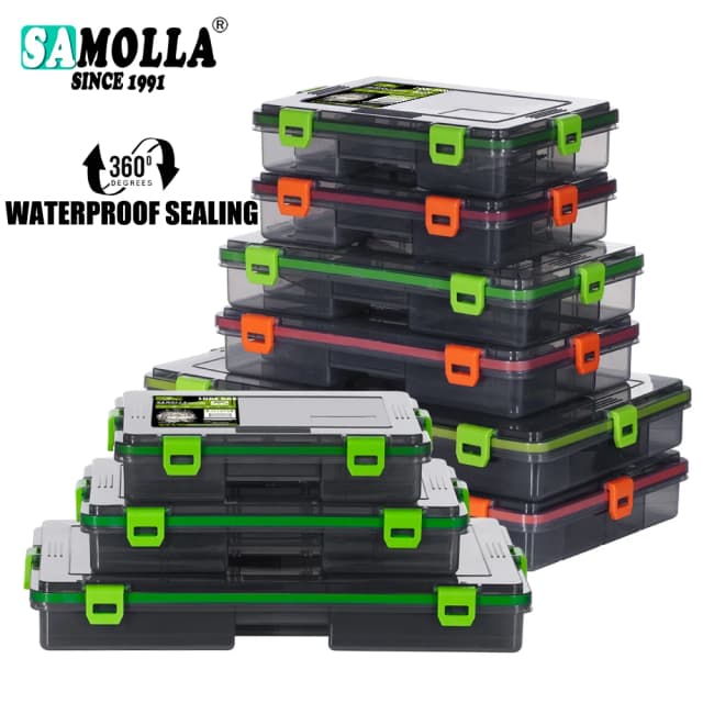 SAMOLLA Equipamento de pesca Caixa à prova d'água Armazenamento de isca Caixas de gancho Iscas Recipiente Caso de armazenamento Acessórios de pesca