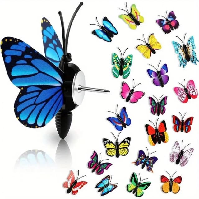 Alfinetes decorativos de borboleta, alfinetes coloridos e fofos para parede de fotos, placa de cortiça (30 pacotes)