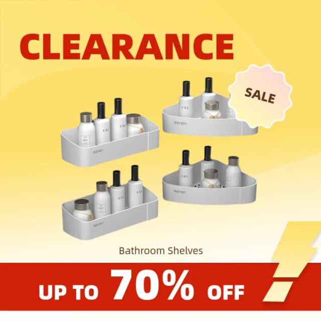 Clearance_MENGNI Prateleiras de canto para banheiro, organização de armazenamento de cozinha, montagem na parede, shampoo, chuveiro, acessório de banheiro