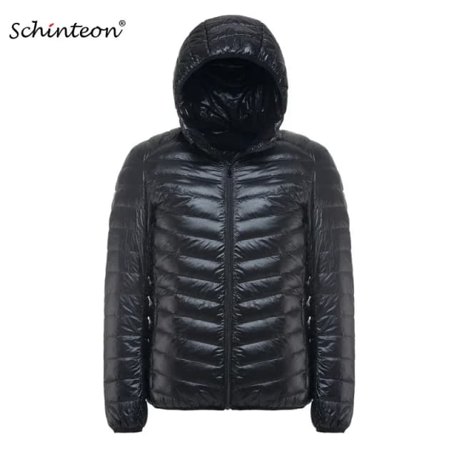 Jaqueta de pato branco masculino, ultra leve, casaco casual fino, casacos com capuz, plus size, escola, nova chegada, outono, inverno