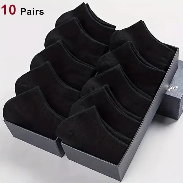 Meias de Barco Respirável Masculino, Absorvente de Suor, Cor Sólida, Maduro, Atmosférico, Alta Qualidade, Esportes, Negócios, Baixo, Homens, 10 Pares