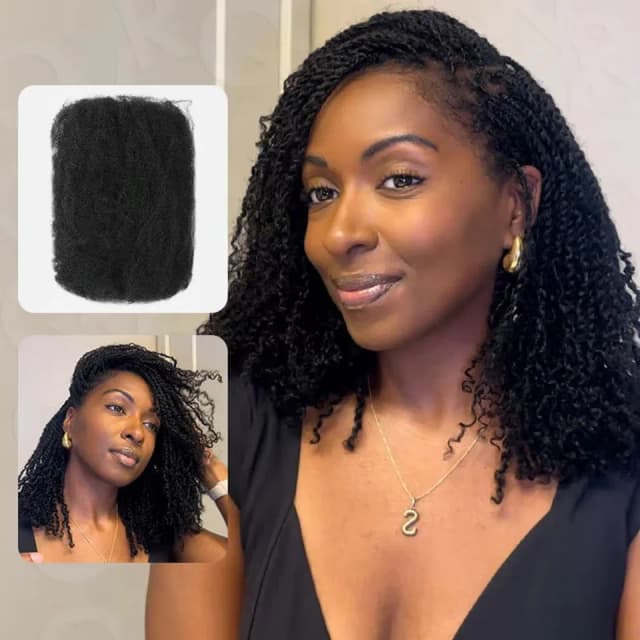 Extensões de cabelo humano afro kinky em massa qvr eua envio local natural preto/marrom leve para trança estilo uso diário