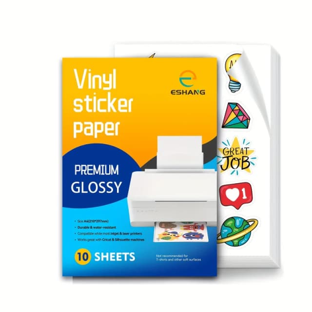 10 folhas de papel adesivo de vinil removível brilhante tamanho A4 para folhas autoadesivas de impressora jato de tinta 8,3 "x 11,7"