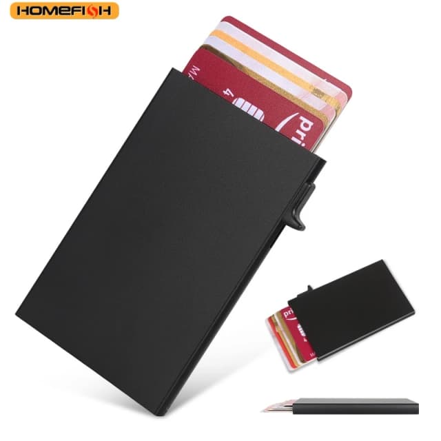 HOMEFISH Porta-cartões de Metal Portátil, Carteira Mini Slim, Bolsa Simples para Moedas para Homens e Mulheres