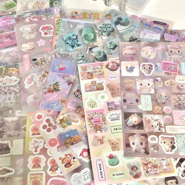 6pcs/10pcs Set Y2K Random Cute Glitter Laser Sticker for Phone Camera Luggage Journal Sticker Kawaii Decoration Sticker Gift