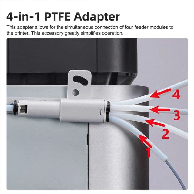 Peça de impressora 3d 4-em-1 ptfe adaptador material porta de expansão de tubo ams conectar 4 módulos de alimentação para buambulab x1/p1 x1c p1s p1p