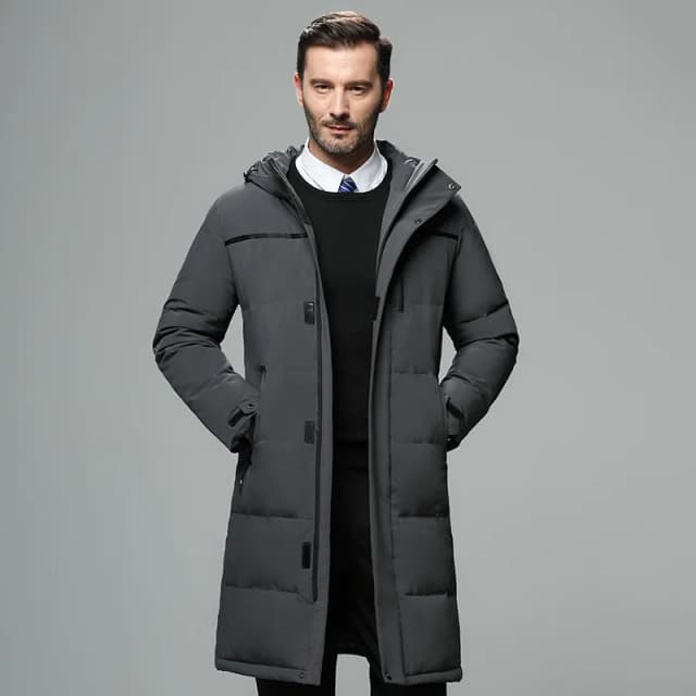 Casacos com capuz de pato compridos masculinos, casacos casuais, à prova de vento, quentes, ao ar livre, roupas masculinas, alta qualidade, novo, inverno