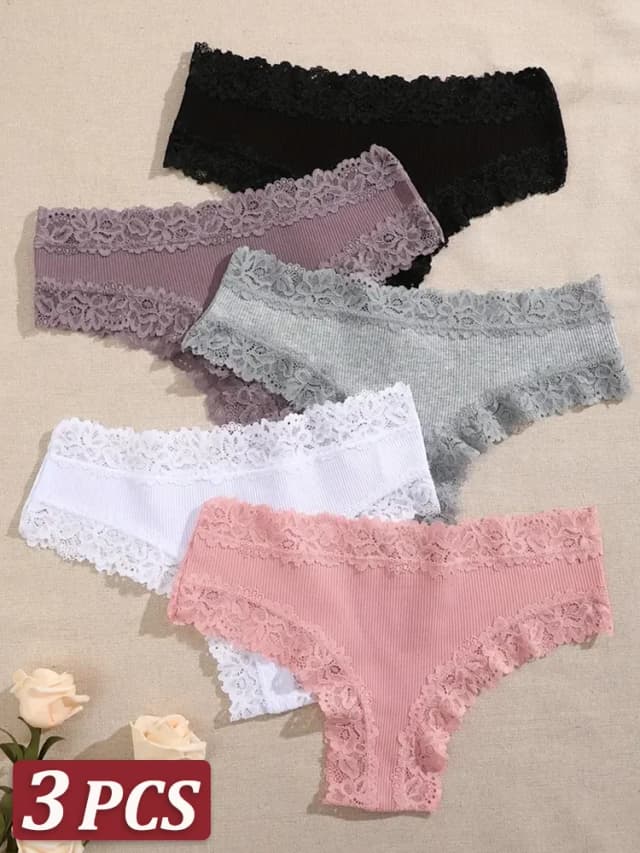 Calcinha floral de algodão para mulheres, cuecas íntimas, cuecas patchwork na moda, cuecas macias femininas, lingerie, 3 peças por conjunto