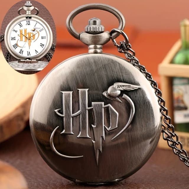 Colar de ladrão dourado relógio de bolso hogwarts retro flip relógio de quartzo masculino e feminino pendurado corrente acessórios de roupas