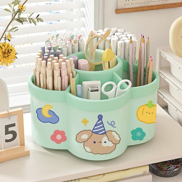 Suporte giratório para caneta, organizador de mesa, grande capacidade, caixa de armazenamento de caneta, escova cosmética, caixa de organização, estudo, dormitório, acessórios