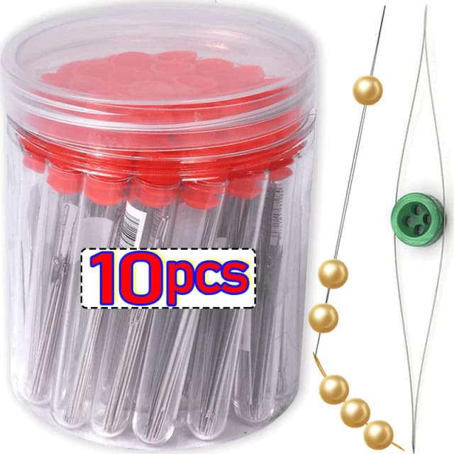 10/5 pçs agulhas de miçangas semente agulhas olho grande diy frisado dobrável miçangas pinos agulhas abertas para fazer jóias ferramentas