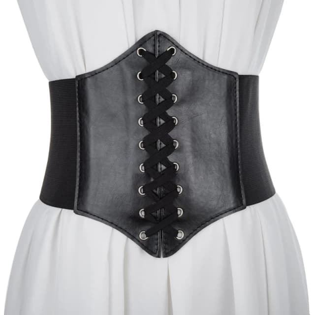 Novo espartilho punk preto cinto largo couro do plutônio emagrecimento cintos de corpo para mulheres elástico cintura alta cinto feminino vestido cummerbunds presentes