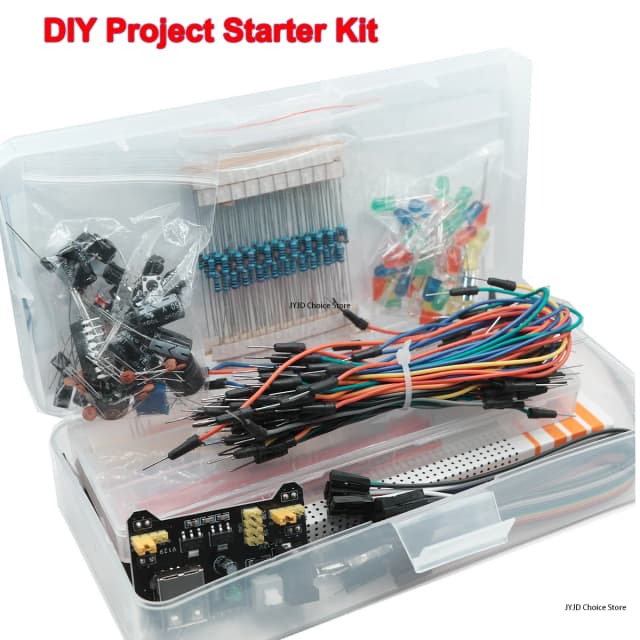 Kit inicial de projeto diy para arduino uno r3 kit eletrônico diy conjunto de componentes eletrônicos com caixa 830 pontos de amarração placa de ensaio