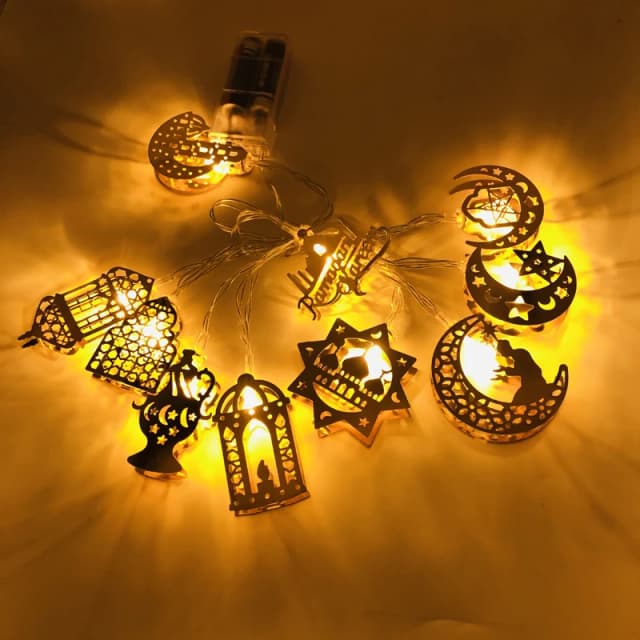 Decorações do ramadan lua estrela led luzes da corda eid mubarak decoração para casa islam muçulmano evento fontes de festa eid al-fitr decoração