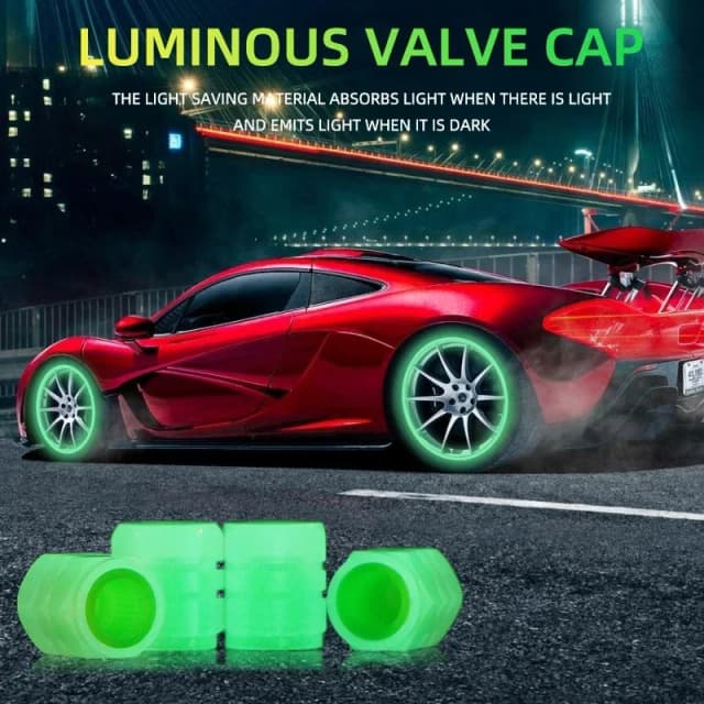 Tampa luminosa da válvula do pneu de carro, 8 peças, fluorescente, coberto noturno, motocicleta, caminhão, tubo universal, tampa da válvula da bicicleta