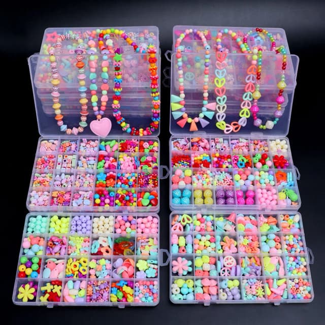 500 pçs diy artesanal frisado brinquedo das crianças criativo solto espaçador contas artesanato fazendo pulseira colar kit de jóias menina brinquedo presente