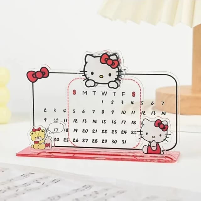 Calendário bonito ornamento acrílico gatinho reciclagem calendário reutilizável ins nota placa desktop presente essencial