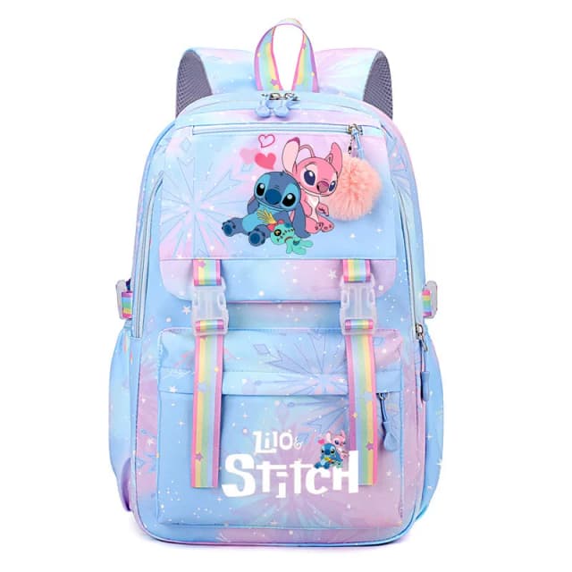 Stitch mochila de grande capacidade, mochila casual de náilon fofa, mochila escolar de anime de desenho animado, mochila de viagem casual para meninas