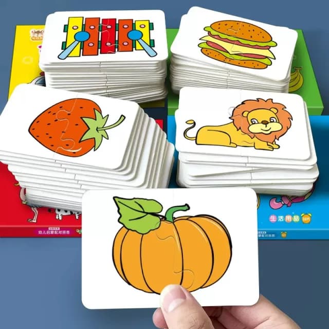 Conjunto de 32 peças de quebra-cabeça de cartas, brinquedo educativo de desenho animado, presentes para meninos e meninas