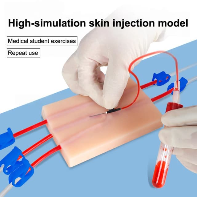 Almofada de prática de injeção de venipuntura, simulação de pele humana, resistente a rasgos, portátil para estudantes, enfermeiras, modelo de treinamento de sutura, 1 peça