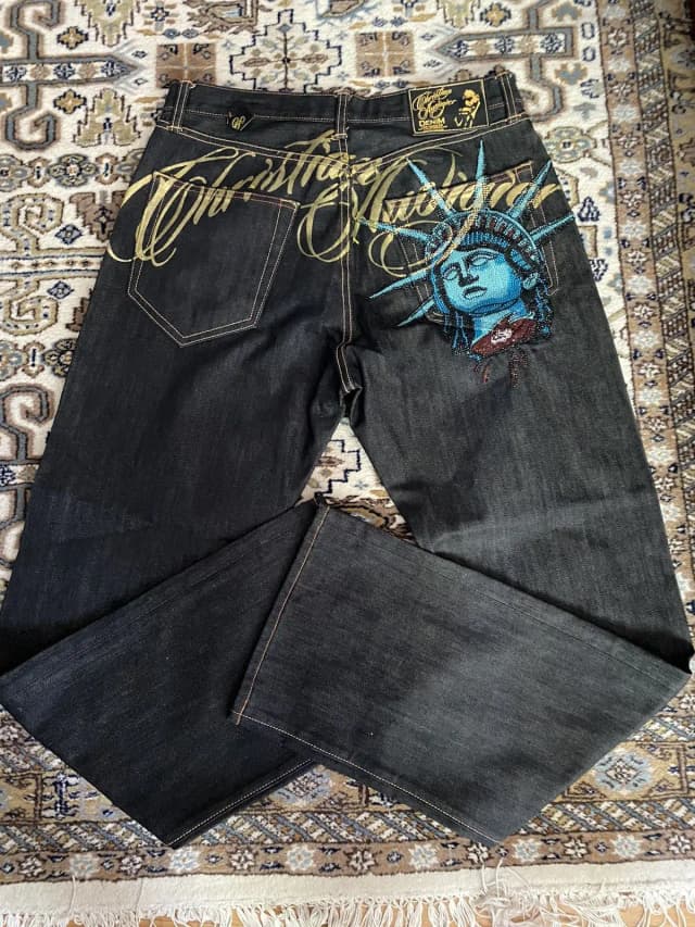 Vintage estátua da liberdade diamantes jeans casuais calças jeans cintura alta em linha reta perna larga jeans harajuku y2k 2000s roupas femininas