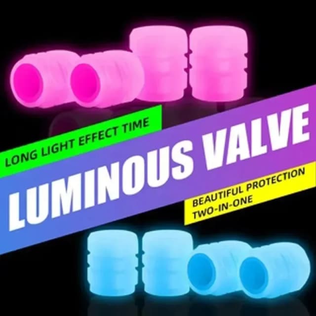 8PCS Tampas de Válvula Luminosas para Moto, Bicicleta e Carro, Fluorescentes que Brilham à Noite